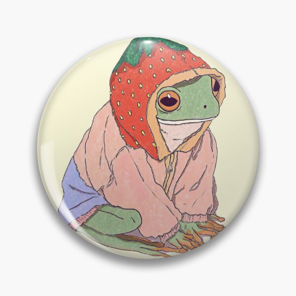 Item preview, Frog Wearing Strawberry Hat Cardigan designed and sold by jianina-alondra.