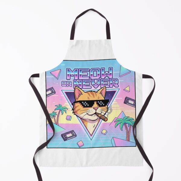 Item preview, Meow Or Never Vaporwave Cat - Retro 80s 90s Synthwave Cool Cat designed and sold by HealingEraInk.