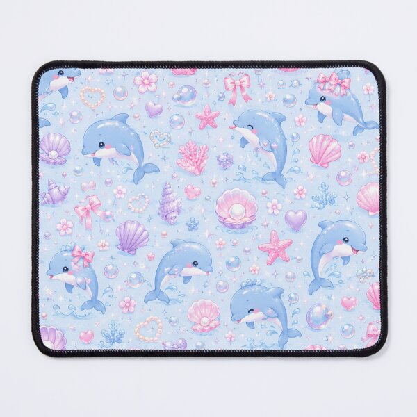 Item preview, Cute Kawaii Dolphin Ocean Pattern – Pastel Pink Blue Sea Life Design designed and sold by Moonlight Studio.