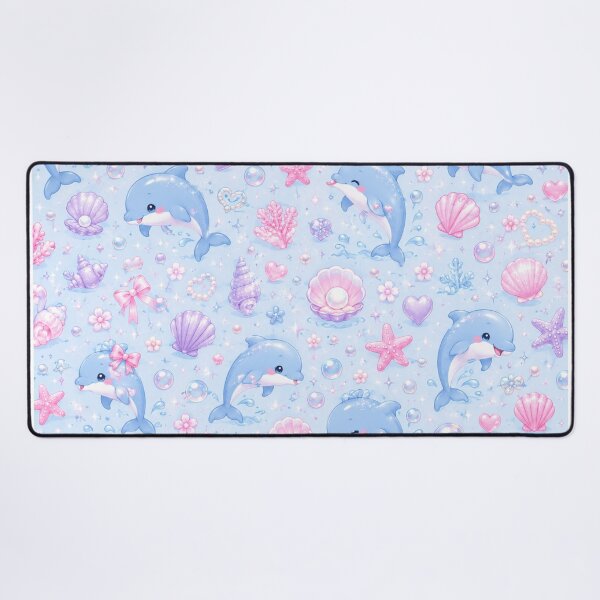 Item preview, Cute Kawaii Dolphin Ocean Pattern – Pastel Pink Blue Sea Life Design designed and sold by Moonlight Studio.