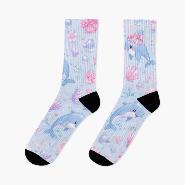 Item preview, Cute Kawaii Dolphin Ocean Pattern – Pastel Pink Blue Sea Life Design designed and sold by Moonlight Studio.