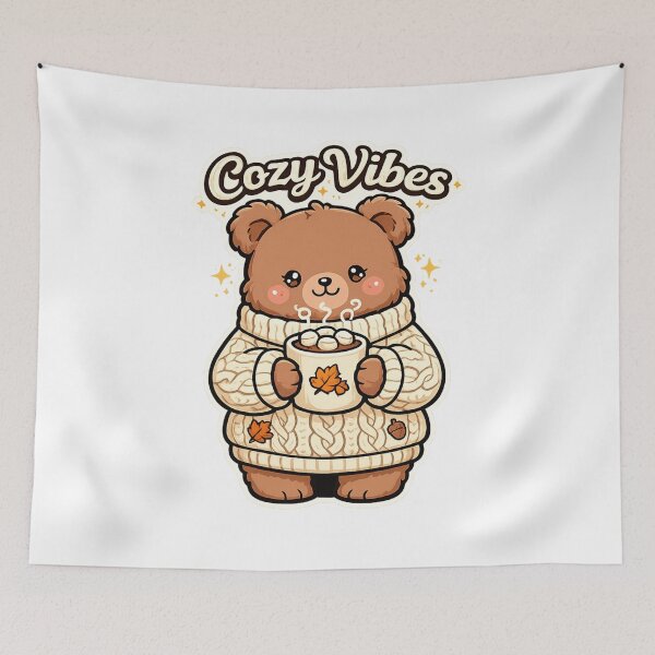 Item preview, Cozy Vibes Cute Teddy Bear Hot Cocoa Winter Sweater Design designed and sold by Fulaly.