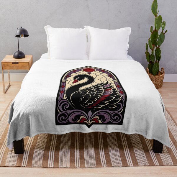 Item preview, Gothic Stained Glass Black Swan Window designed and sold by BoyleDesignShop.
