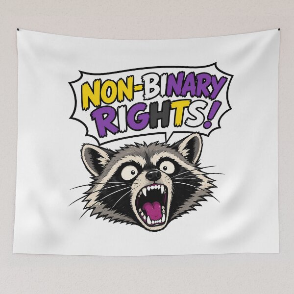 Item preview, Nonbinary Rights Raccoon Screaming Pride Flag Lgbtq designed and sold by chattsuede.