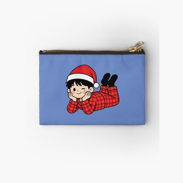 Item preview, Cute Christmas Chibi Boy in Red Checkered Pajama & Santa Hat designed and sold by Bondingbonding.