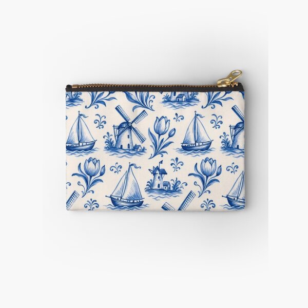Item preview, Delftware Windmill Tulip Seamless Pattern | Blue and White Dutch Delft Tile designed and sold by StickyGuys.