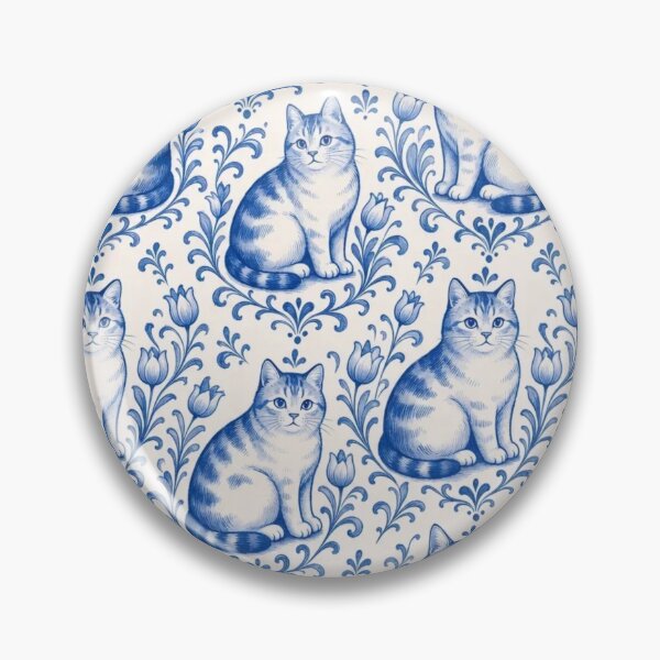 Item preview, Delftware Cat Seamless Pattern | Blue and White Dutch Delft Cat Tile designed and sold by StickyGuys.