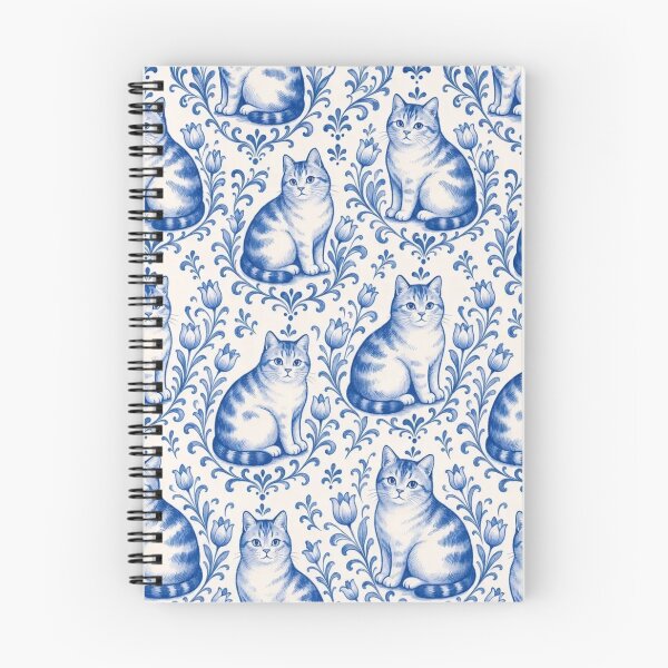 Item preview, Delftware Cat Seamless Pattern | Blue and White Dutch Delft Cat Tile designed and sold by StickyGuys.