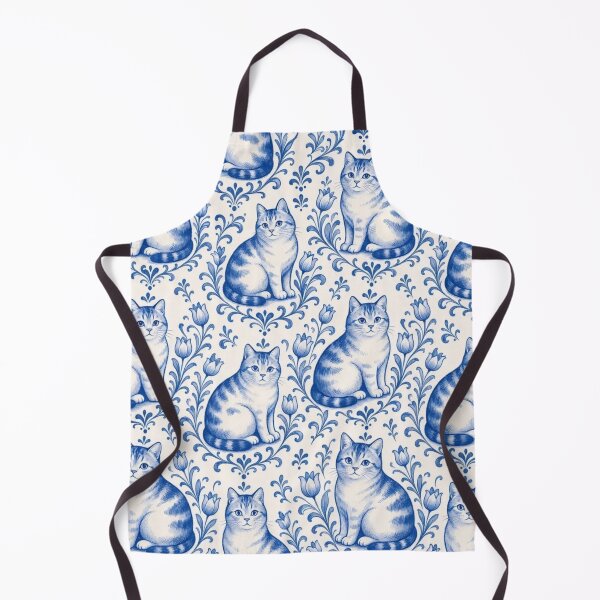 Item preview, Delftware Cat Seamless Pattern | Blue and White Dutch Delft Cat Tile designed and sold by StickyGuys.
