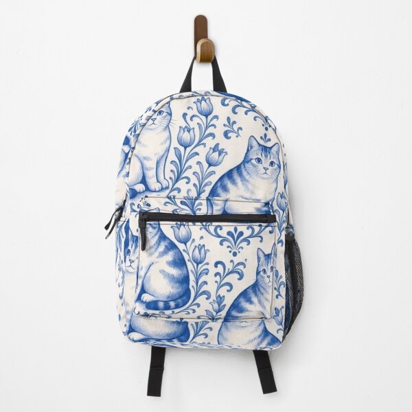 Item preview, Delftware Cat Seamless Pattern | Blue and White Dutch Delft Cat Tile designed and sold by StickyGuys.