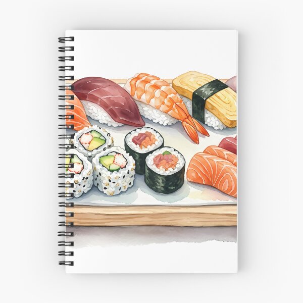 Aperçu de l'œuvre Illustration à l'aquarelle de sushis japonais créée et vendue par BetweenForms.