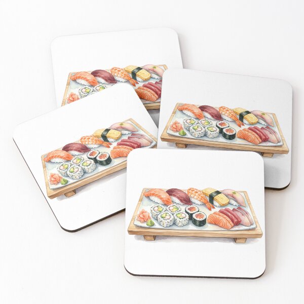 Item preview, Japanese Sushi Watercolor Illustration designed and sold by BetweenForms.