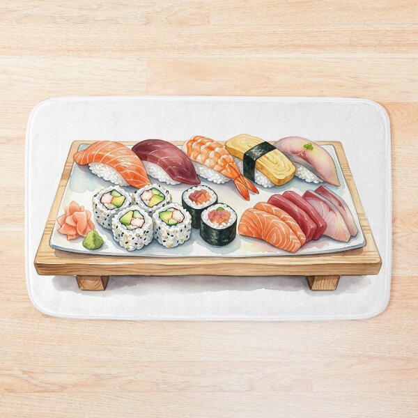Item preview, Japanese Sushi Watercolor Illustration designed and sold by BetweenForms.