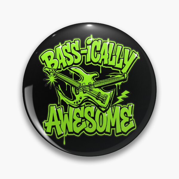 Item preview, Bass-ically Awesome – Neon Bass Guitar Pun Design designed and sold by Midnight Veil Designs.