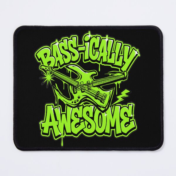 Item preview, Bass-ically Awesome – Neon Bass Guitar Pun Design designed and sold by Midnight Veil Designs.