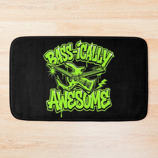 Item preview, Bass-ically Awesome – Neon Bass Guitar Pun Design designed and sold by Midnight Veil Designs.