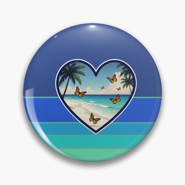 Item preview, Butterflies in Beachy Heart on Retro Stripes Coastal Background designed and sold by Beachy.