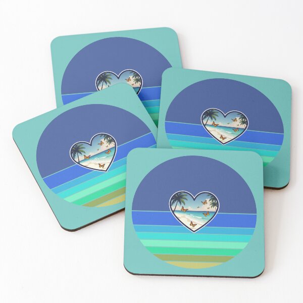 Item preview, Butterflies in Beachy Heart on Retro Stripes Coastal Background designed and sold by Beachy.