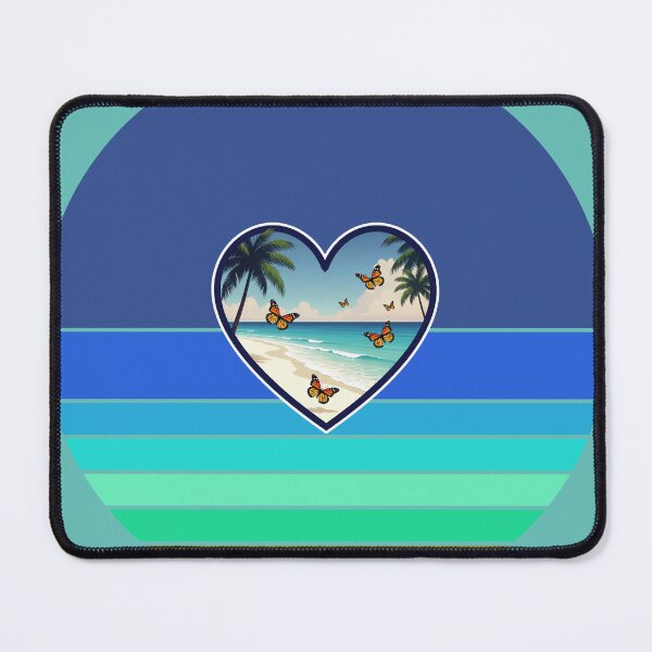 Item preview, Butterflies in Beachy Heart on Retro Stripes Coastal Background designed and sold by Beachy.