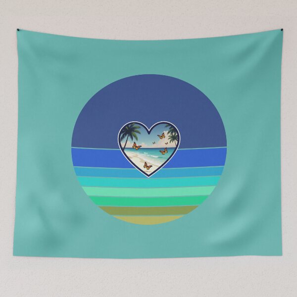 Item preview, Butterflies in Beachy Heart on Retro Stripes Coastal Background designed and sold by Beachy.