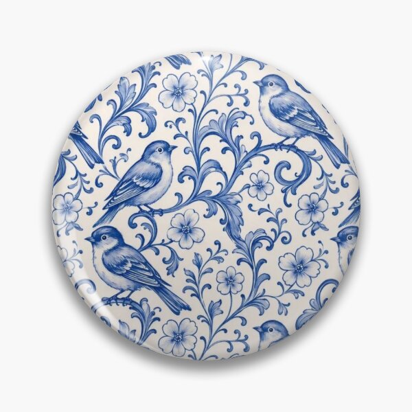 Item preview, Delftware Songbird Vine Seamless Pattern | Blue and White Dutch Delft Wallpaper designed and sold by StickyGuys.