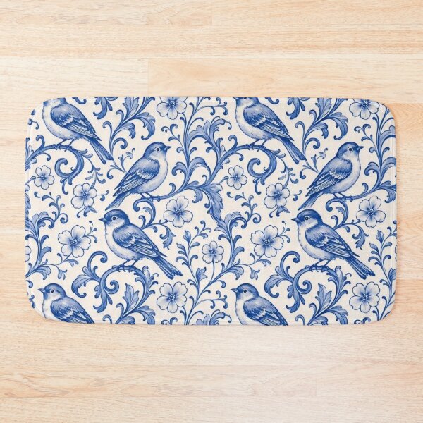 Item preview, Delftware Songbird Vine Seamless Pattern | Blue and White Dutch Delft Wallpaper designed and sold by StickyGuys.