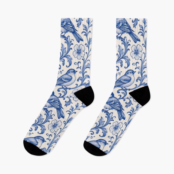 Item preview, Delftware Songbird Vine Seamless Pattern | Blue and White Dutch Delft Wallpaper designed and sold by StickyGuys.