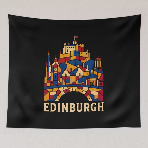 Item preview, Edinburgh Skyline in Bold Stained-Glass Colour designed and sold by Fenay Designs.