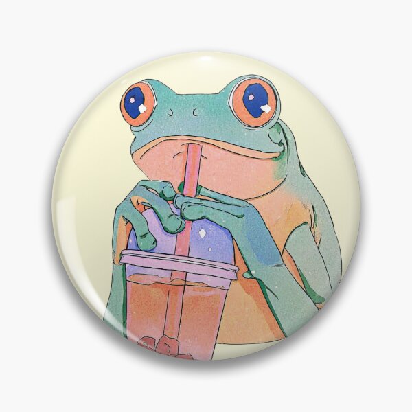 Item preview, Frog Sipping Bubble Tea Illustration designed and sold by jianina-alondra.