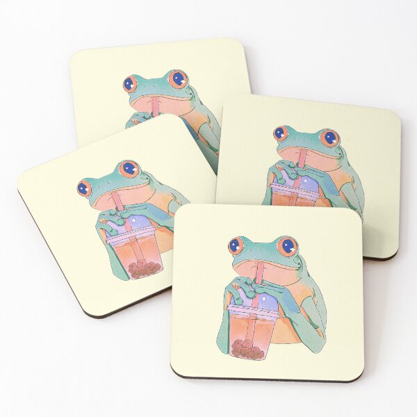 Item preview, Frog Sipping Bubble Tea Illustration designed and sold by jianina-alondra.