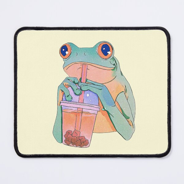 Item preview, Frog Sipping Bubble Tea Illustration designed and sold by jianina-alondra.