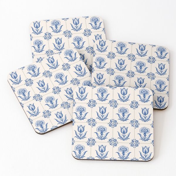 Item preview, Delft Tile Floral Seamless Pattern | Blue and White Dutch Tile Wall designed and sold by StickyGuys.