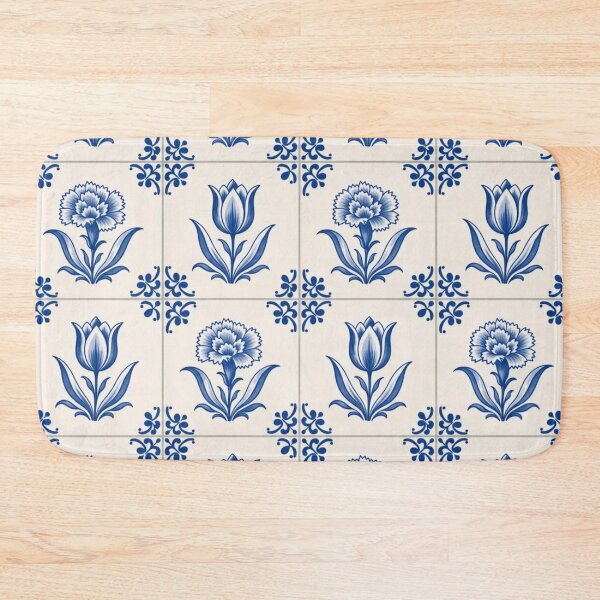 Item preview, Delft Tile Floral Seamless Pattern | Blue and White Dutch Tile Wall designed and sold by StickyGuys.