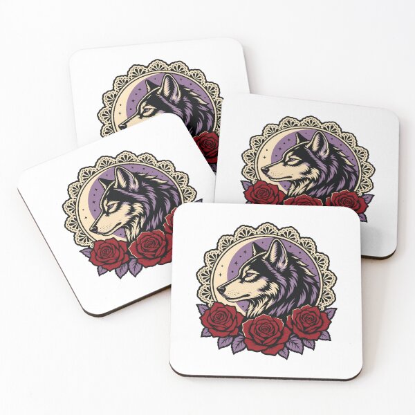Item preview, Wolf Portrait Gothic Lace Roses designed and sold by BoyleDesignShop.