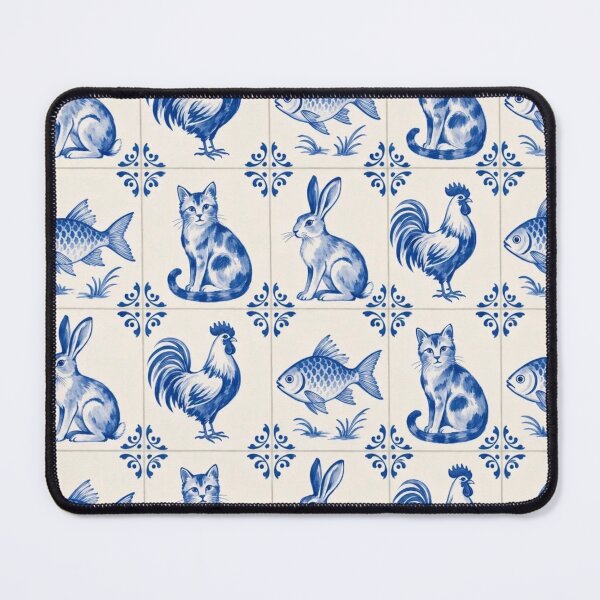 Item preview, Delft Tile Animal Seamless Pattern | Blue and White Dutch Tile Menagerie designed and sold by StickyGuys.