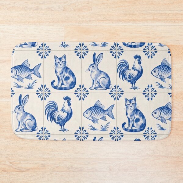 Item preview, Delft Tile Animal Seamless Pattern | Blue and White Dutch Tile Menagerie designed and sold by StickyGuys.