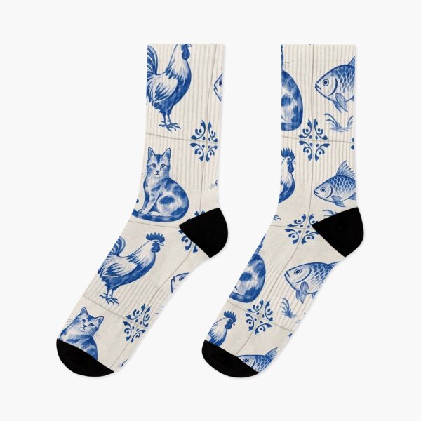Item preview, Delft Tile Animal Seamless Pattern | Blue and White Dutch Tile Menagerie designed and sold by StickyGuys.