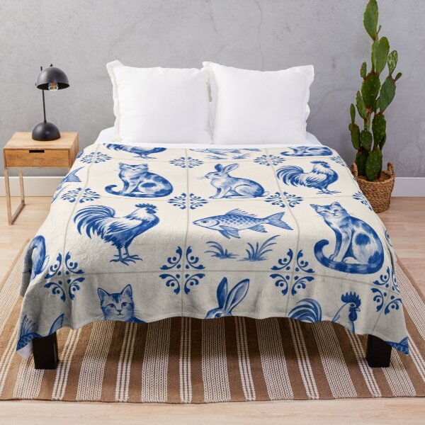 Item preview, Delft Tile Animal Seamless Pattern | Blue and White Dutch Tile Menagerie designed and sold by StickyGuys.
