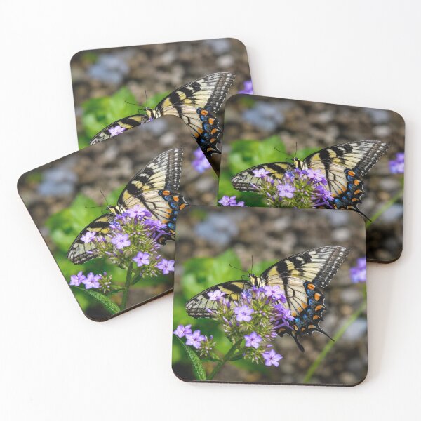 Item preview, Tiger Swallowtail butterfly on purple flowers designed and sold by Astute-Artio-Photography.