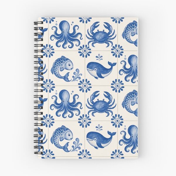 Item preview, Delft Tile Sea Creature Seamless Pattern | Blue and White Dutch Nautical Tile designed and sold by StickyGuys.