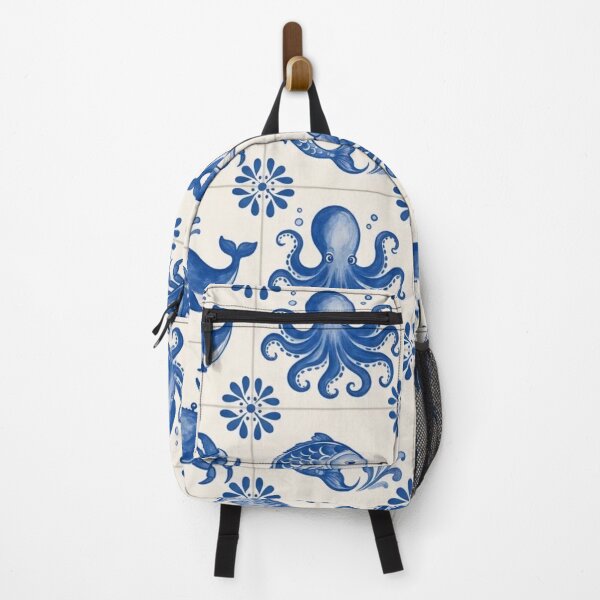 Item preview, Delft Tile Sea Creature Seamless Pattern | Blue and White Dutch Nautical Tile designed and sold by StickyGuys.