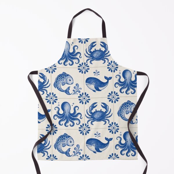 Item preview, Delft Tile Sea Creature Seamless Pattern | Blue and White Dutch Nautical Tile designed and sold by StickyGuys.