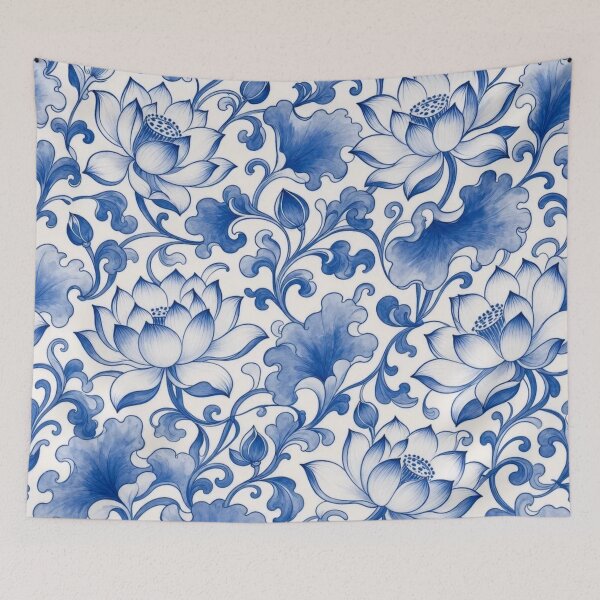 Item preview, Chinese Porcelain Lotus Scroll Seamless Pattern | Blue and White Cobalt Floral designed and sold by StickyGuys.