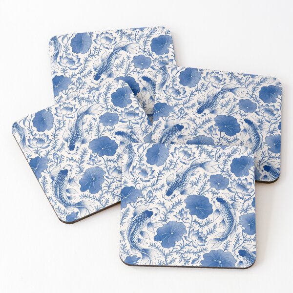 Item preview, Chinese Porcelain Koi Fish Seamless Pattern | Blue and White Cobalt Porcelain designed and sold by StickyGuys.