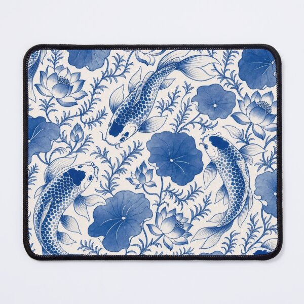 Item preview, Chinese Porcelain Koi Fish Seamless Pattern | Blue and White Cobalt Porcelain designed and sold by StickyGuys.
