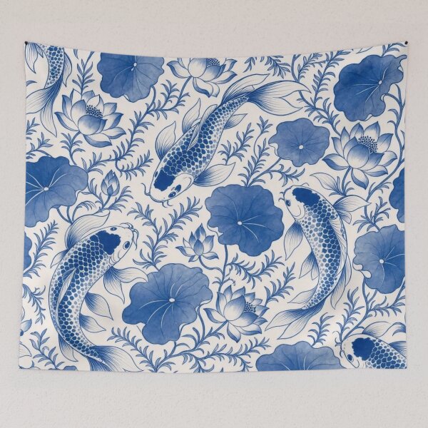 Item preview, Chinese Porcelain Koi Fish Seamless Pattern | Blue and White Cobalt Porcelain designed and sold by StickyGuys.