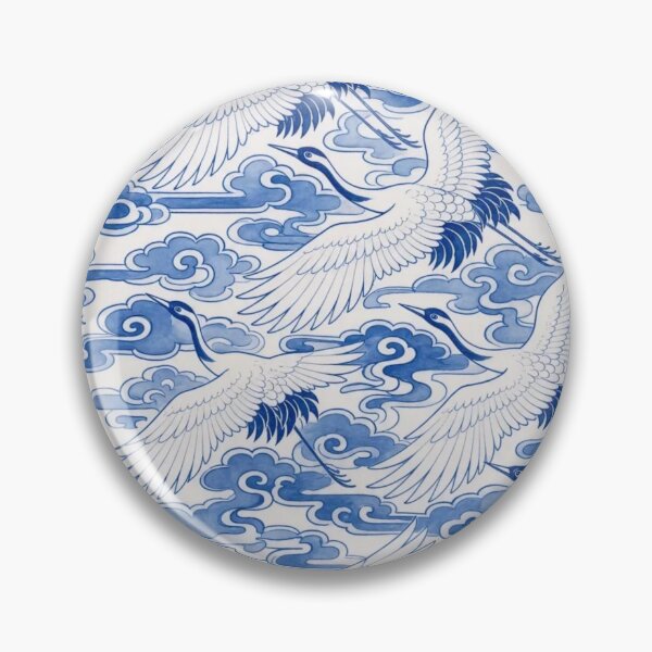 Item preview, Chinese Porcelain Crane Cloud Seamless Pattern | Blue and White Cobalt Bird designed and sold by StickyGuys.