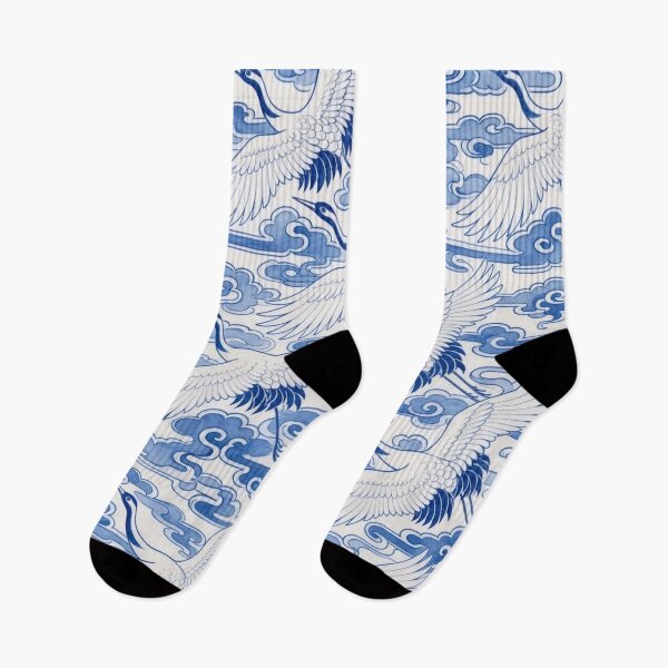 Item preview, Chinese Porcelain Crane Cloud Seamless Pattern | Blue and White Cobalt Bird designed and sold by StickyGuys.