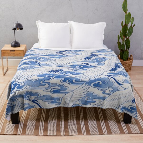 Item preview, Chinese Porcelain Crane Cloud Seamless Pattern | Blue and White Cobalt Bird designed and sold by StickyGuys.