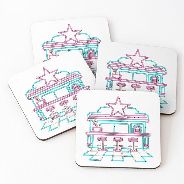 Item preview, Synthwave Diner Coffee Shop Glowing 1950s Scene designed and sold by chattsuede.
